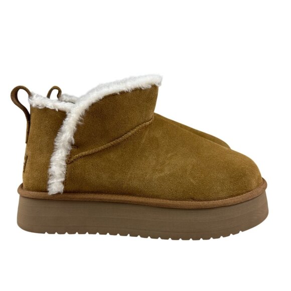 Koolaburra Ugg Women's Boot Koola Ultra Mini Platform Cognac Suede Size 10 NEW - Picture 1 of 9
